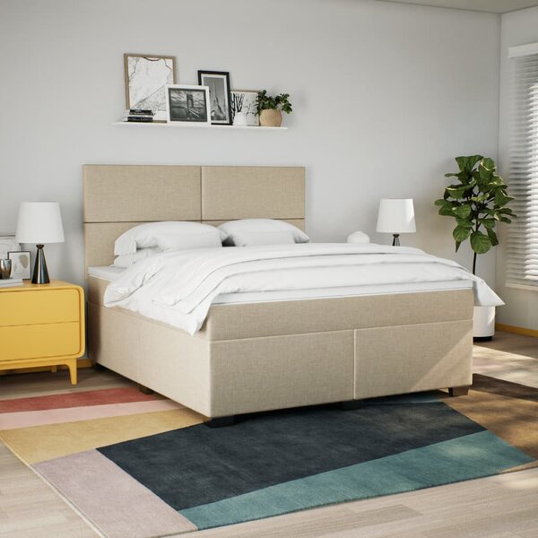 Box spring postel s matrací krémová 180x200 cm textil 3290565