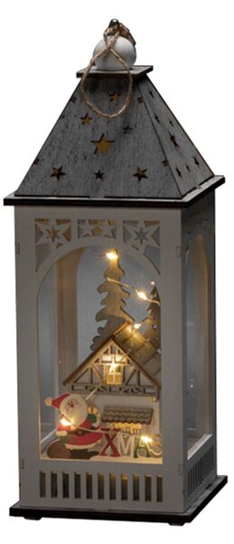 LED dekorační lucerna s domem a Santa Clausem