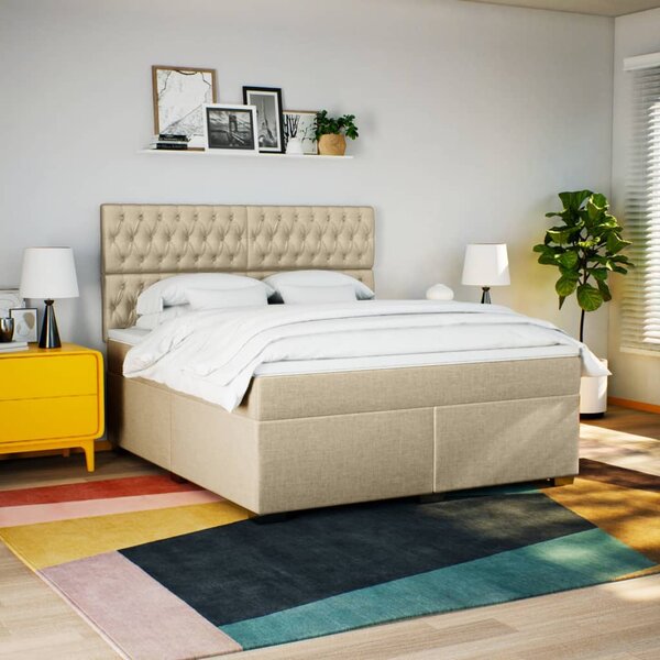 Box spring postel s matrací krémová 180x200 cm textil 3290579