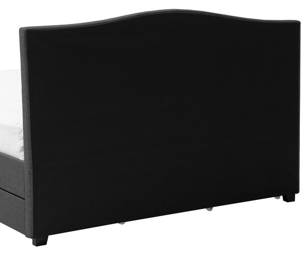 Postel s úložnými zásuvkami Tkanina MONTPELLIER 180 x 200 cm LED Tmavě šedá