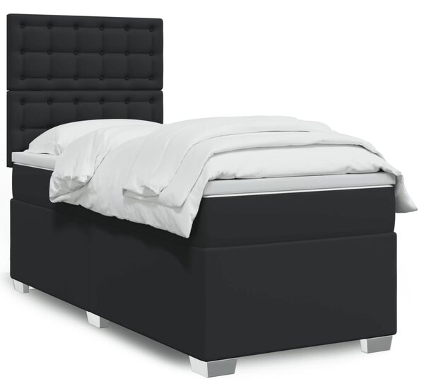 Box spring postel s matrací černá 80 x 200 cm umělá kůže 3290696