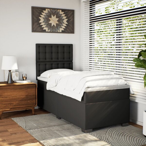 Box spring postel s matrací černá 80 x 200 cm umělá kůže 3290696