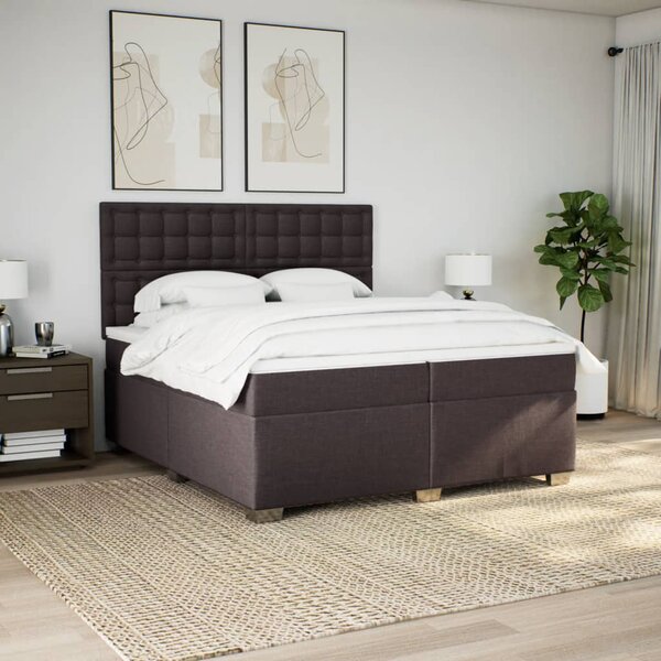 Box spring postel s matrací tmavě hnědá 200x200 cm textil 3290612
