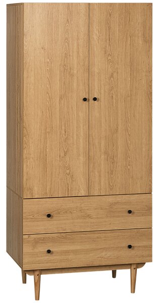 HOMCOM Dospělá Skříň do Ložnice se 2 Dveřmi a 2 Zásuvkami - 80 x 52 x 180 cm - Dřevěný Dekor | Aosom