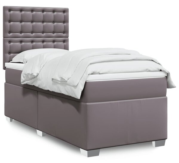 Box spring postel s matrací šedá 80 x 200 cm umělá kůže 3290698