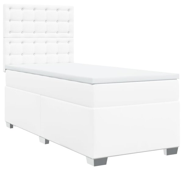 Box spring postel s matrací bílá 80 x 200 cm umělá kůže 3290697
