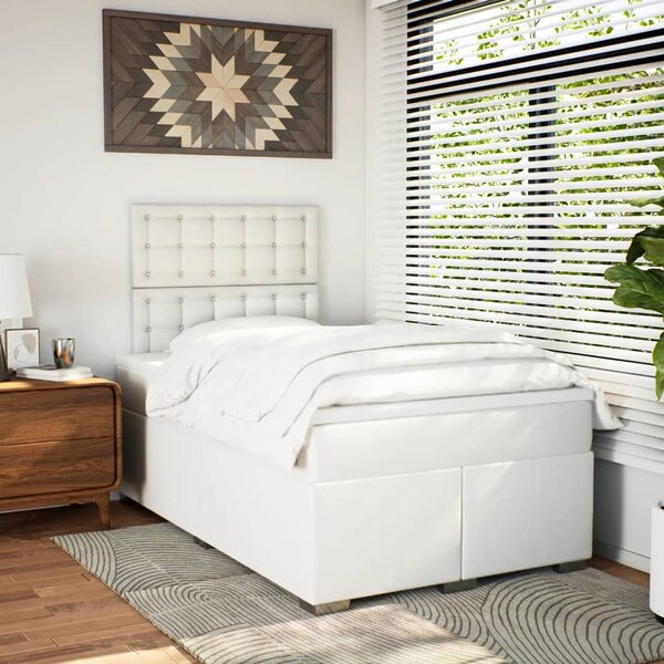 Box spring postel s matrací bílá 120x190 cm umělá kůže 3290713