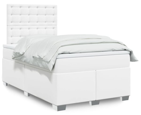 Box spring postel s matrací bílá 120x190 cm umělá kůže 3290713