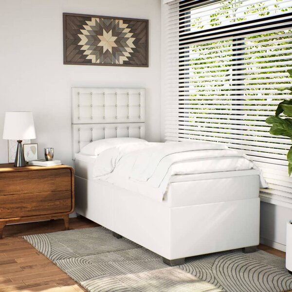 Box spring postel s matrací bílá 80 x 200 cm umělá kůže 3290697