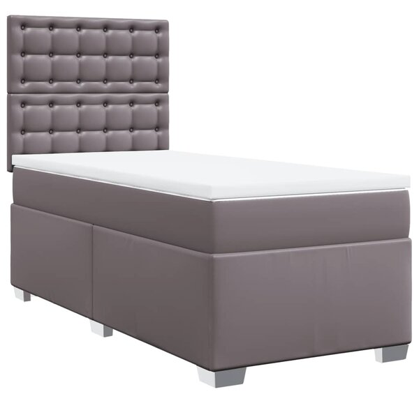 Box spring postel s matrací šedá 80 x 200 cm umělá kůže 3290698