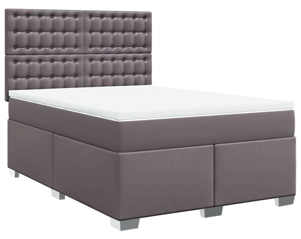 Box spring postel s matrací šedá 140x200 cm umělá kůže 3290726