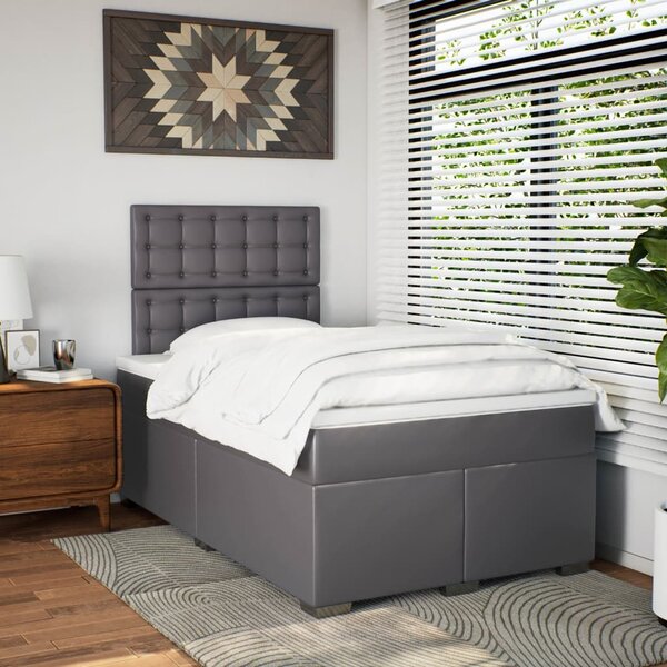 Box spring postel s matrací šedá 120x200 cm umělá kůže 3290718