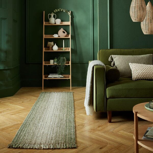 Flair Rugs, Běhoun Mottle Jute Ombre Green, 60x230, zelená, chodba / předsíň