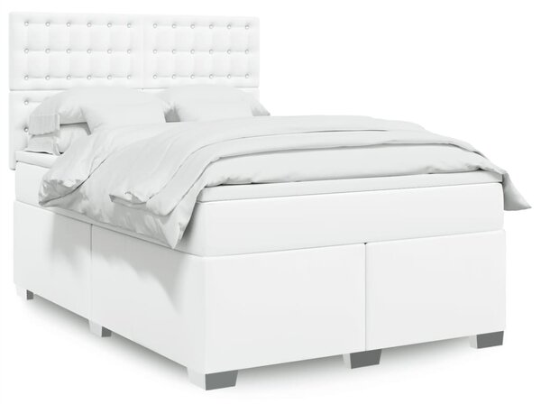 Box spring postel s matrací bílá 140x200 cm umělá kůže 3290725