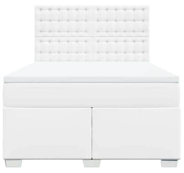 Box spring postel s matrací bílá 140x200 cm umělá kůže 3290725