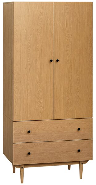 HOMCOM Dospělá Skříň do Ložnice se 2 Dveřmi a 2 Zásuvkami - 80 x 52 x 180 cm - Dřevěný Dekor | Aosom