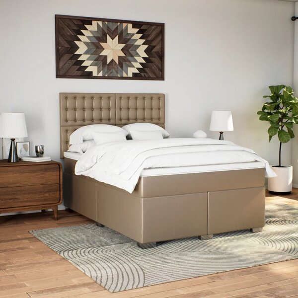 Box spring postel s matrací cappuccino 140x200 cm umělá kůže 3290727