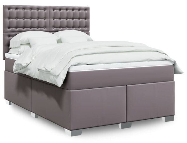 Box spring postel s matrací šedá 140x200 cm umělá kůže 3290726