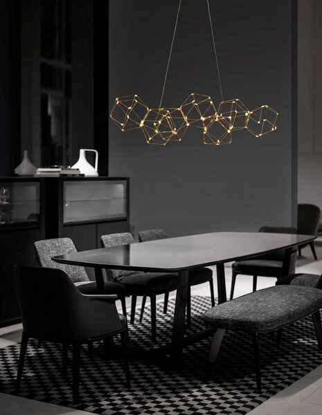 LED lustr Nebula 108 zlaté – Zlatá