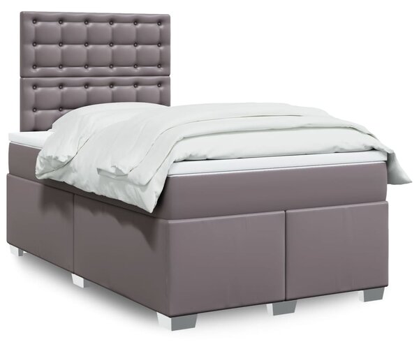 Box spring postel s matrací šedá 120x200 cm umělá kůže 3290718