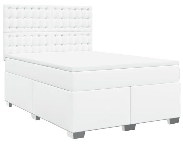 Box spring postel s matrací bílá 140x200 cm umělá kůže 3290725