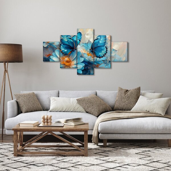 Obraz - Modří motýli (125x70 cm)