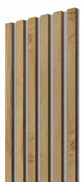 Akustický panel, Dub Wotan, šedý filc, 30x275 cm