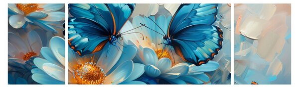 Obraz - Modří motýli (170x50 cm)