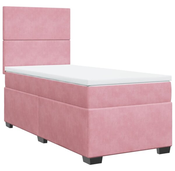 Box spring postel s matrací růžová 80 x 200 cm samet 3290761