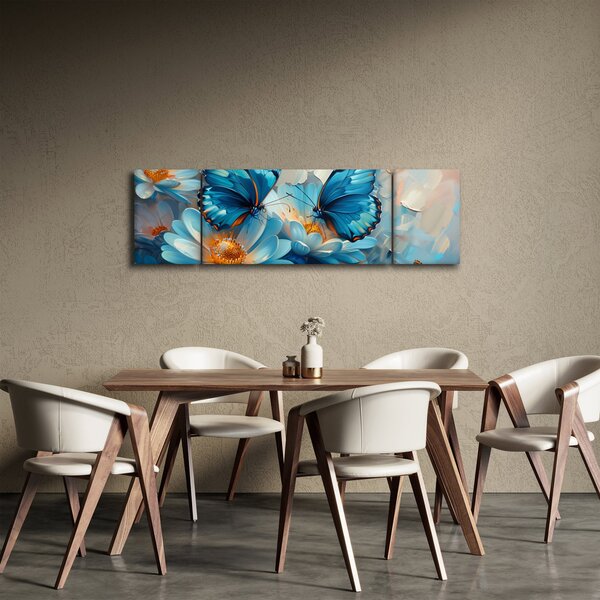 Obraz - Modří motýli (170x50 cm)