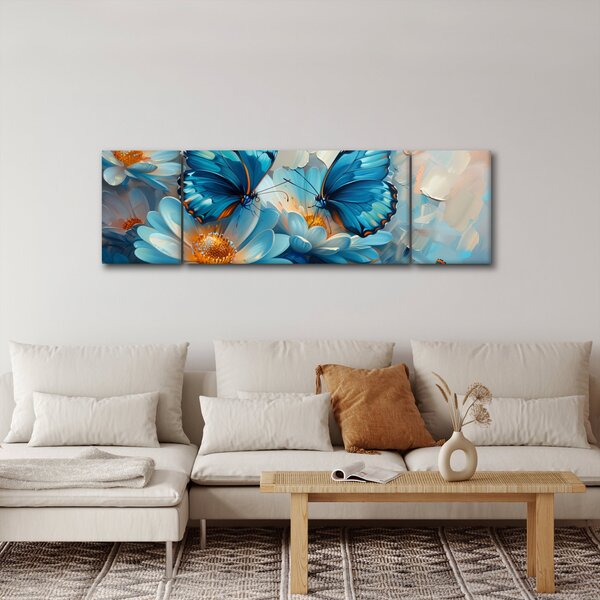 Obraz - Modří motýli (170x50 cm)