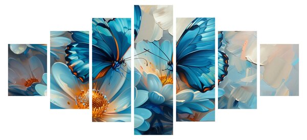 Obraz - Modří motýli (210x100 cm)
