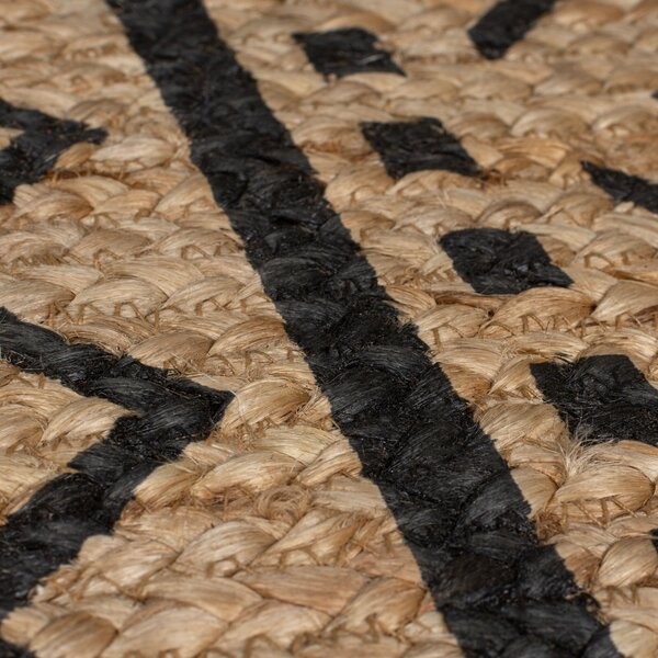 Flair Rugs, Kusový koberec Printed Jute Luis Natural/Black, 200x290, béžová, chodba / předsíň