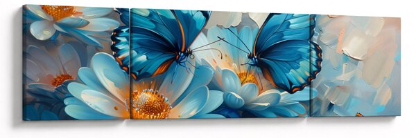 Obraz - Modří motýli (170x50 cm)