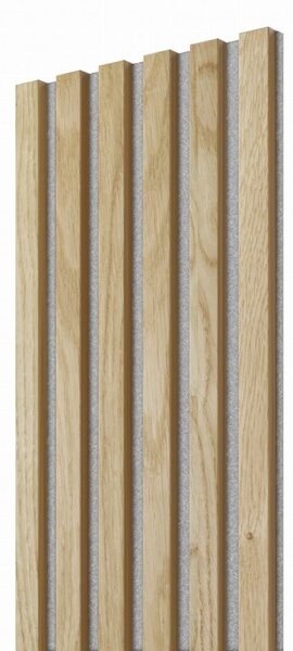 Akustický panel, dubová dýha, šedý filc, 30x275 cm