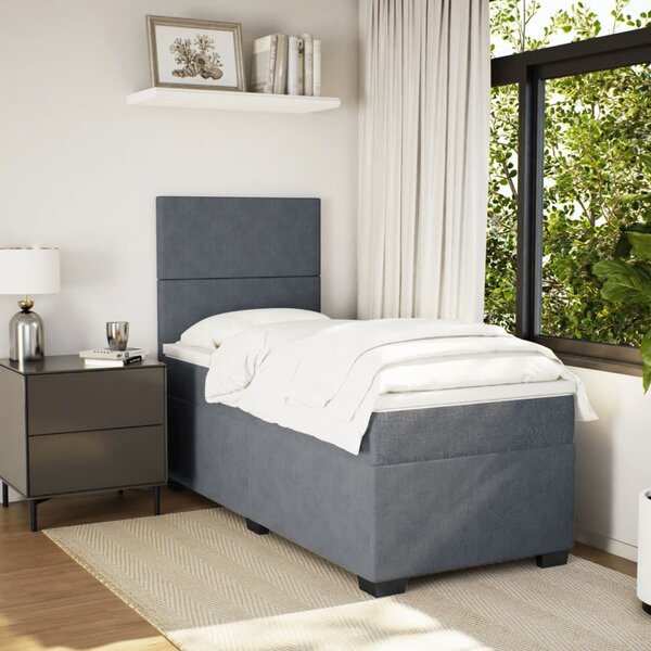 Box spring postel s matrací tmavě šedá 80 x 200 cm samet 3290757