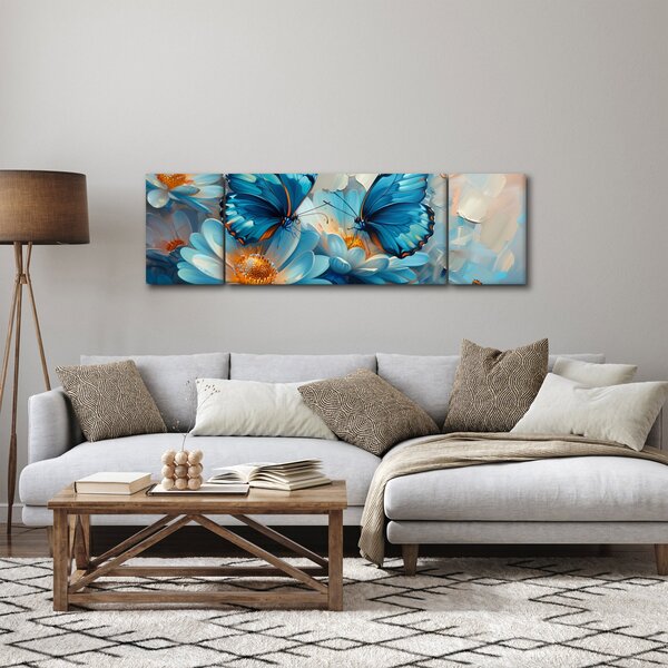 Obraz - Modří motýli (170x50 cm)