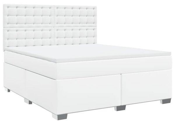 Box spring postel s matrací bílá 180x200 cm umělá kůže 3290733