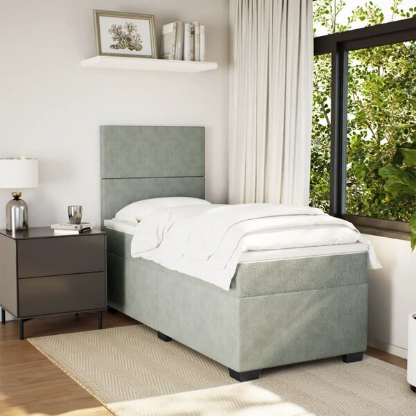 Box spring postel s matrací světle šedá 80 x 200 cm samet 3290756