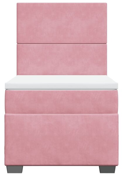 Box spring postel s matrací růžová 80 x 200 cm samet 3290761