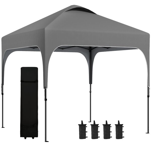 Outsunny Zahradní Altán 2,5 x 2,5 m skládací pop-up stan s nastavitelnou výškou na 4 úrovně, Oxfordská tkanina, UV50+, ocelový rám, taška na přenášení