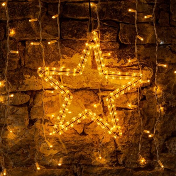 DECOLED Easy Fix 2D LED světelná hvězda VI., 70 × 74 cm, teple bílá, závěsná, hliník
