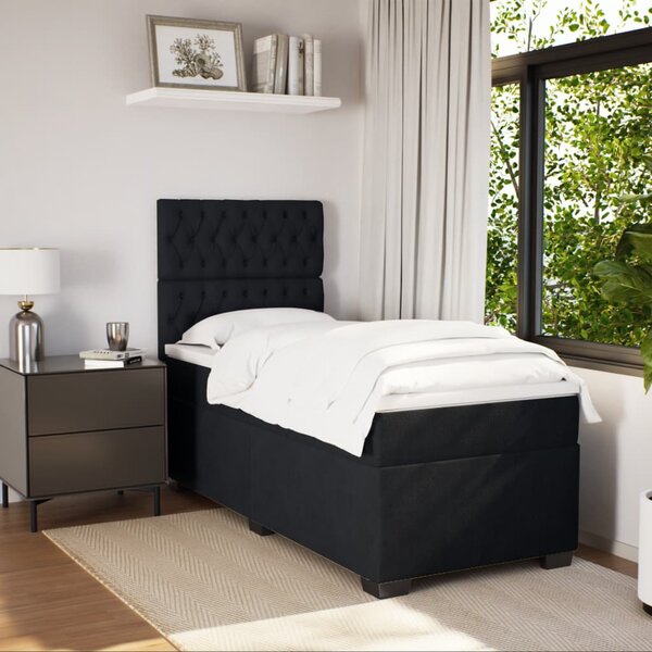 Box spring postel s matrací černá 80 x 200 cm samet 3290770