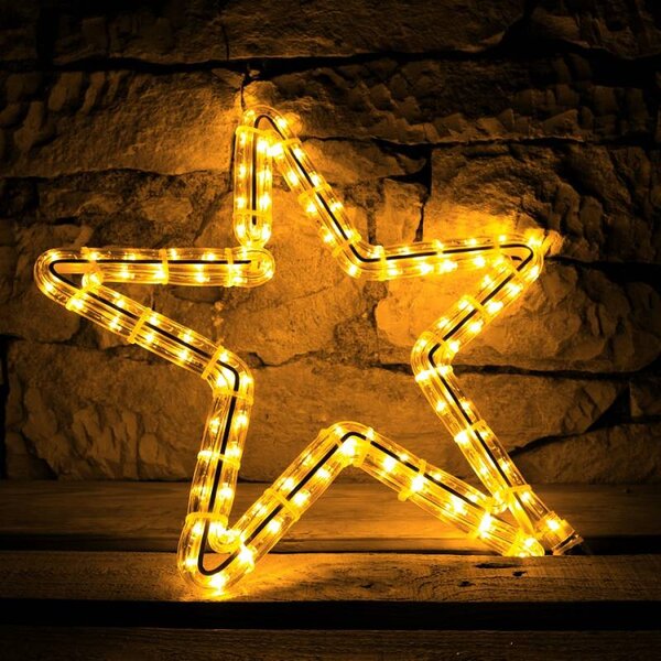 DECOLED Easy Fix 2D LED světelná hvězda VI., 70 × 74 cm, teple bílá, závěsná, hliník