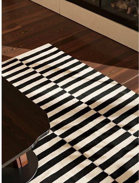 Černo-bílý oboustranný ručně tkaný vlněný koberec 160x230 cm Donna – Hanse Home