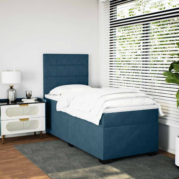 Box spring postel s matrací modrá 80 x 200 cm samet 3290766