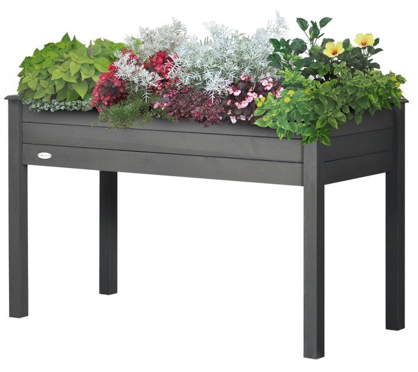 Vyvýšený zahradní záhon Outsunny rozměry 123L x 57W x 76H cm, obsahuje zavlažovací vložky + drenážní textilem, solidní jedlové dřevo | Aosom
