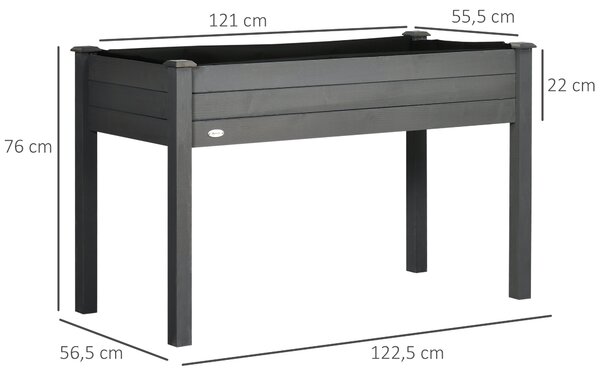 Vyvýšený zahradní záhon Outsunny rozměry 123L x 57W x 76H cm, obsahuje zavlažovací vložky + drenážní textilem, solidní jedlové dřevo | Aosom