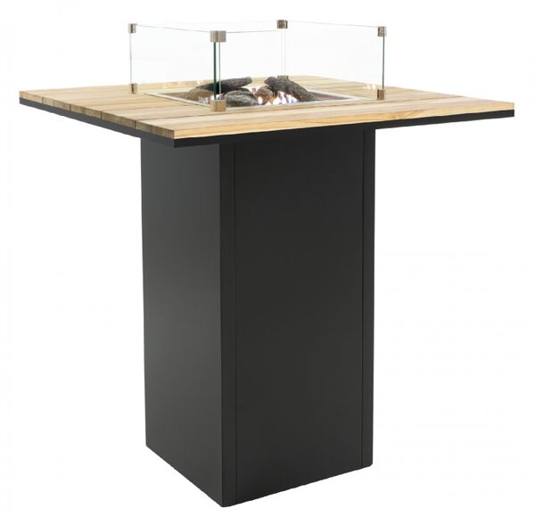 Krbový plynový stůl Cosiloft barový stůl černý rám / deska teak COSI