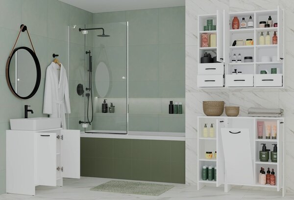 TP Living Horní závěsná koupelnová skříňka Nina 66 cm bílá
